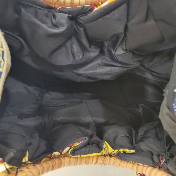 Ankara Boho Multicolored Purse with Rattan Handles - Picture 6 of 7